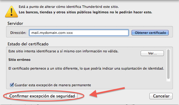 Confirm security exception - SSL